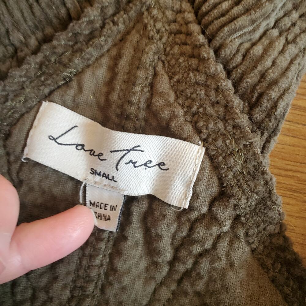 Love Tree Jumper Size Small Mini Army Green Corduroy - Picture 2 of 4